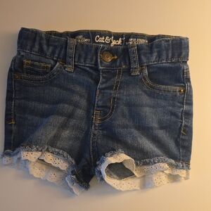 3T Cat & Jack Lace Trim Denim Shorts